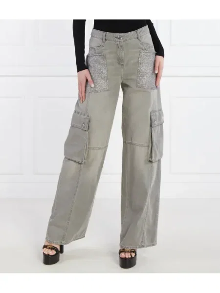 Elisabetta Franchi Blugi cargo | Oversize fit gri