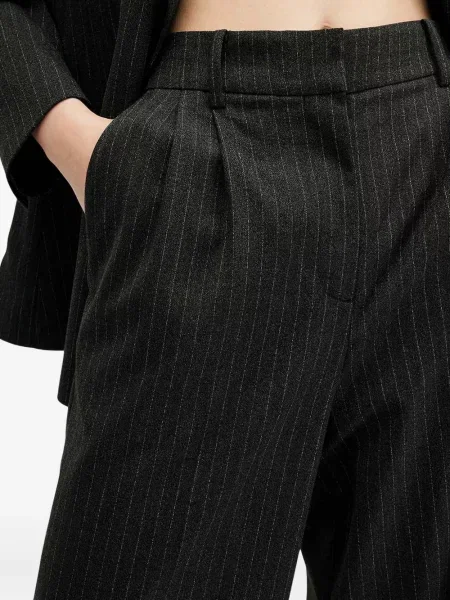 Pantaloni Allsaints cu dungi plisate gri