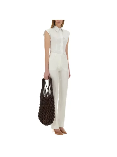 Lniane spodnie Sportmax białe
