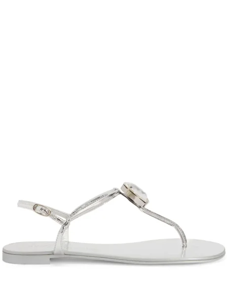Sandale Giuseppe Zanotti fără toc argintiu