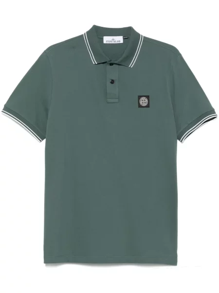 Tricou polo Stone Island cu strasuri verde