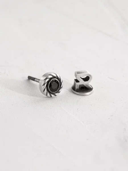 REYTEL Cercei REEKS. BLACK STONE argintiu negru