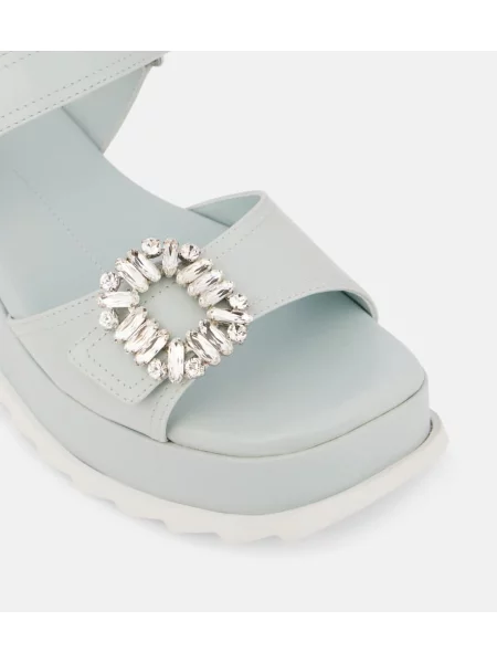 Sandale Roger Vivier din piele cu platformă albastru