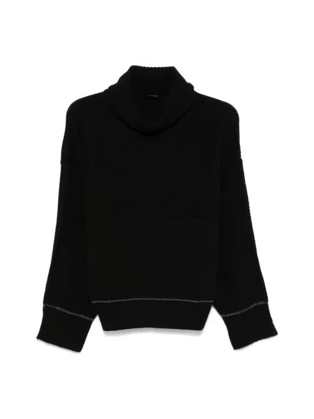 Lniany sweter z golfem Pinko czarny