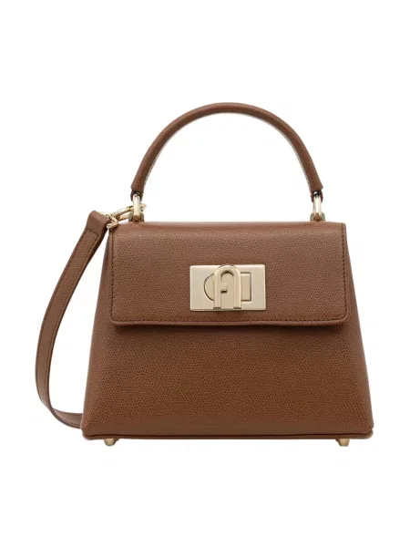 Furla torebka kuferek skórzana brązowa