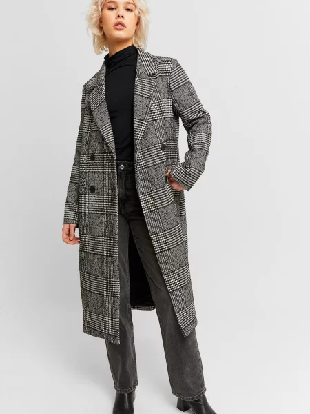 Клетчатое пальто Tally Weijl серое