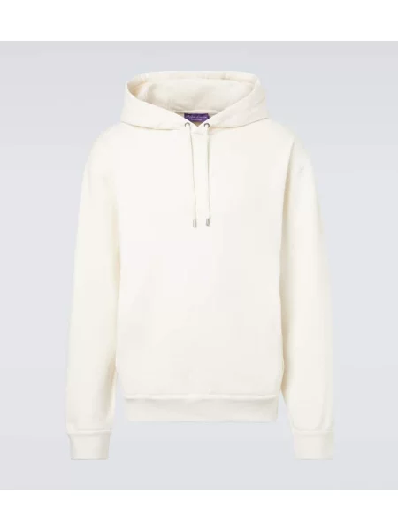 Hanorac cu glugă Ralph Lauren Purple Label din cașmir alb