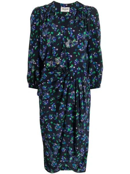 Rochie midi Zadig&voltaire cu model floral cu imagine drapată albastru