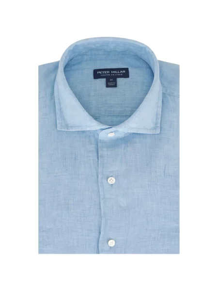 Lněné lněná košile Peter Millar modré