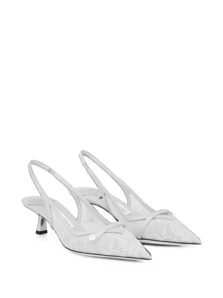 Pantofi cu toc Jimmy Choo din dantelă slingback alb