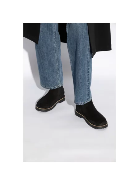 Botki Birkenstock zamszowe wsuwane czarne
