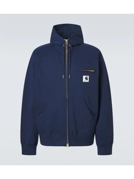 Majica s kapuljačom Sacai od jersey plava