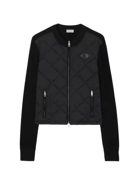 Matlasat geacă Burberry de lână negru