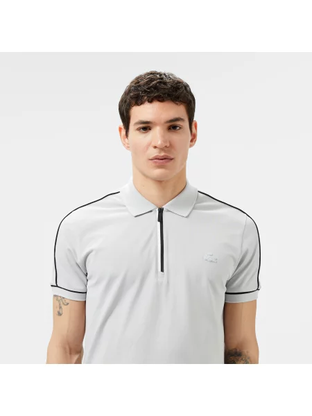 Lacoste Koszulka Polo Half Zip Slim Fit szara