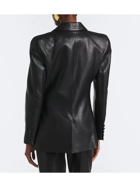 Sacou Balmain din piele negru