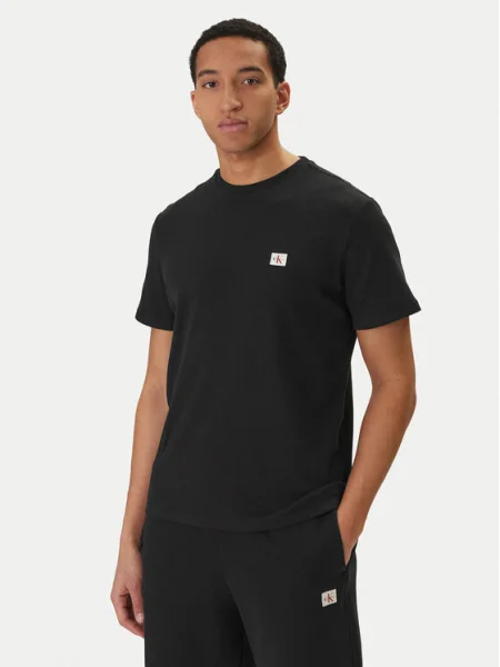 Calvin Klein Jeans Tricou Waffle Badge negru