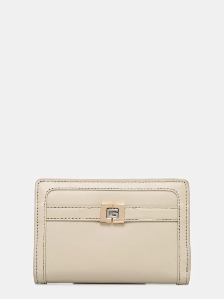 Кожен портфейл Guess дамски бежово