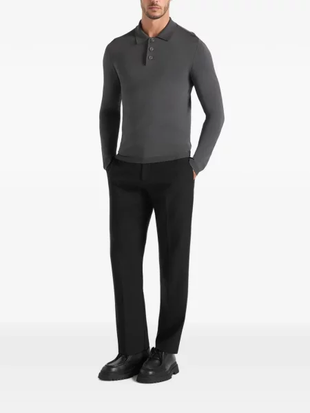 Lung tricou polo Manière De Voir tricotate gri