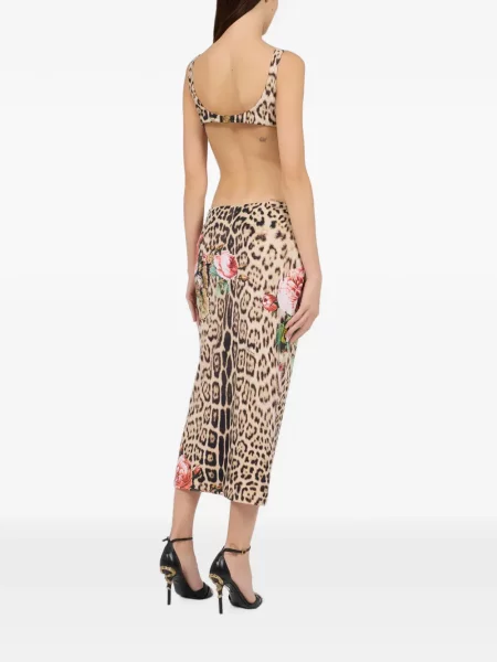 Rochie midi Roberto Cavalli cu imagine cu model leopard