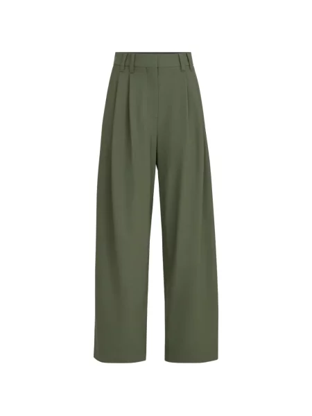 Pantaloni Brunello Cucinelli de lână cu imprimeu tropical verde