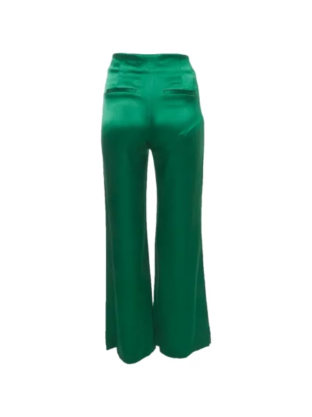 Pantaloni Alice + Olivia din satin verde