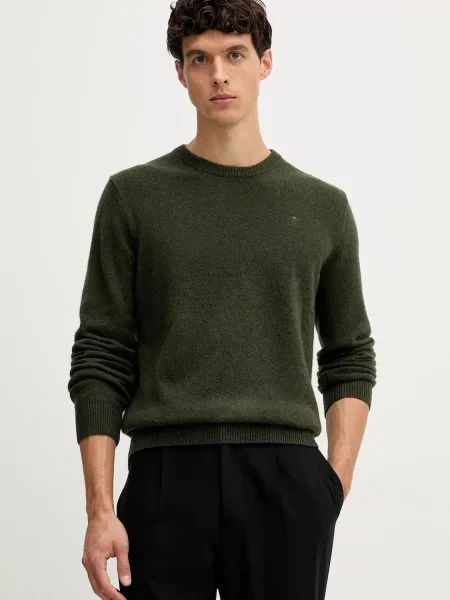 Вълнен пуловер Hackett London мъжки зелено