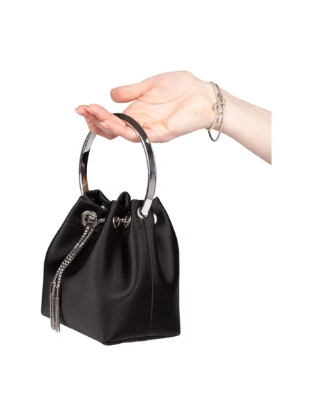 Satynowy kapelusz Jimmy Choo czarny