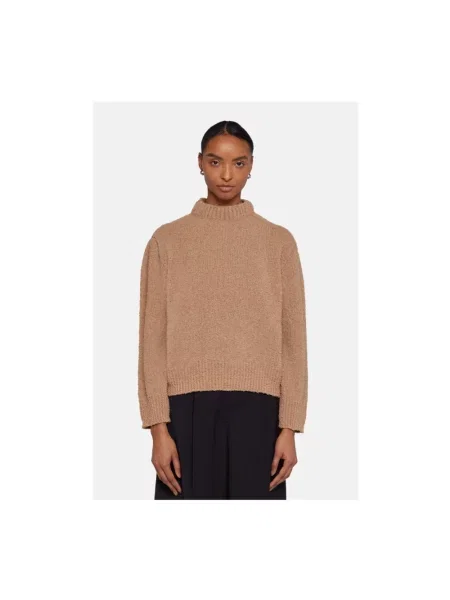 Sweter Laneus z okrągłym dekoltem beżowy
