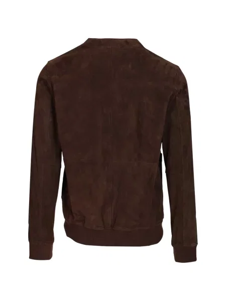 Semišová bunda Blusotto s výstřihem do v hnědá