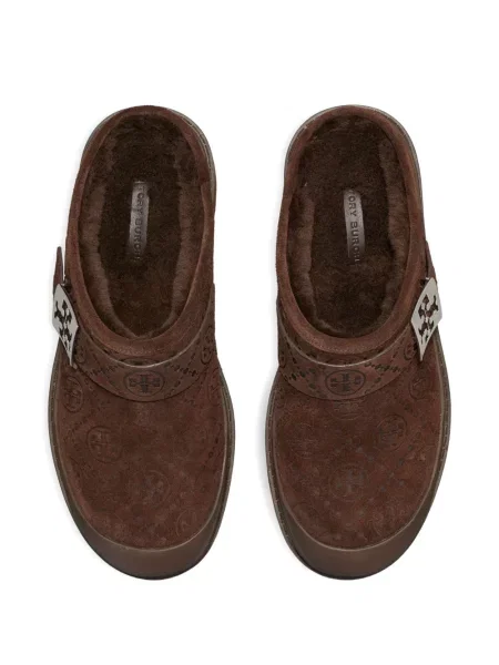 Papuci tip mules Tory Burch cu platformă maro