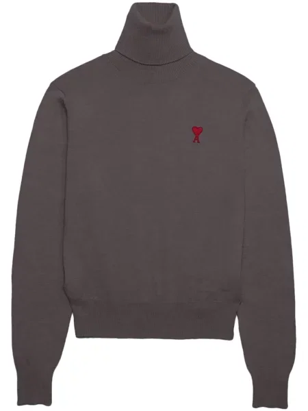 Golf Ami Paris wełniany w serca casual szary