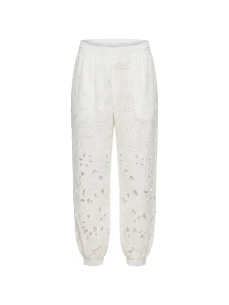 Pantaloni Ermanno Scervino cu broderie alergare alb