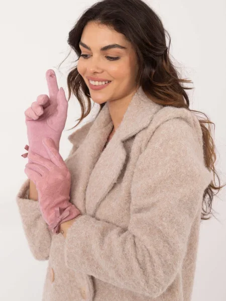Mănuși Fashionhunters tricotate roz