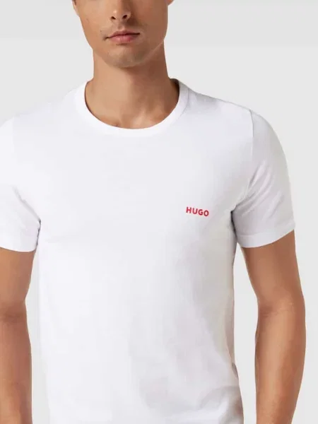 T-shirt z nadrukiem z logo w zestawie 3 szt. Hugo biała