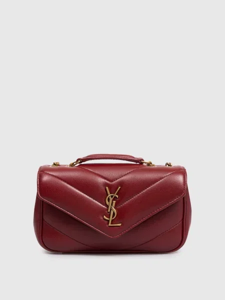 Шкіряна сумка крос-боді LOULOU Saint Laurent бордова