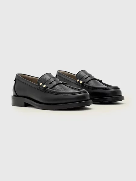 AllSaints mokasíny dámske kožené Bloom Stud Loafer čierna
