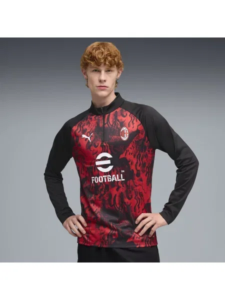 PUMA koszulka na rozgrzewkę AC Milan z zamkiem Akcesoria S czerwony
