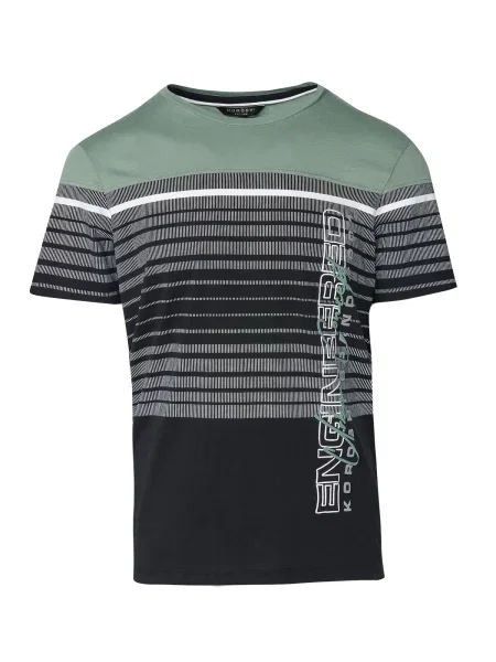 KOROSHI Tricou verde pastel / negru alb