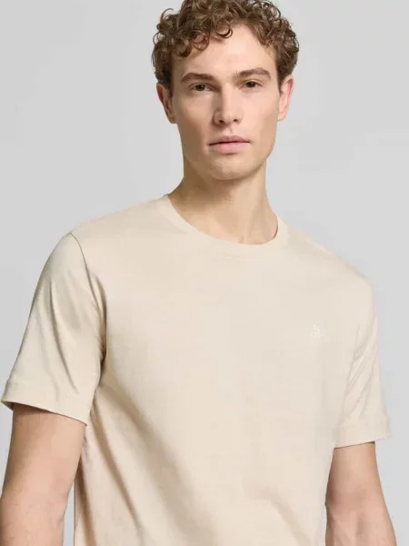 T-shirt o kroju regular fit z czystej bawełny Marc O'polo beżowa