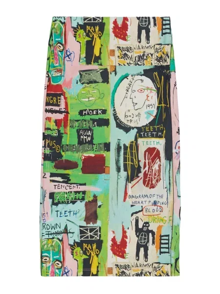 Bershka Fustă albastru deschis / verde limetă / roz / lână alb