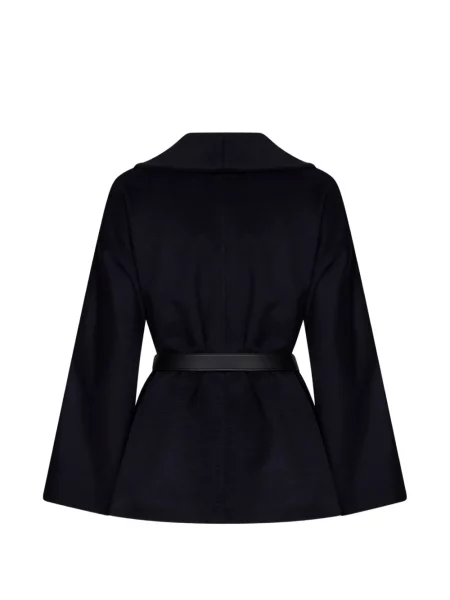 Cu centură palton Max Mara de lână albastru