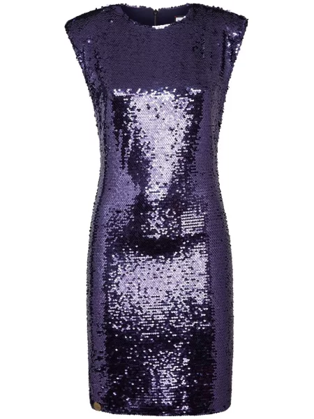 Rochie fără mâneci Philipp Plein cu paiete fără mâneci de costum negru