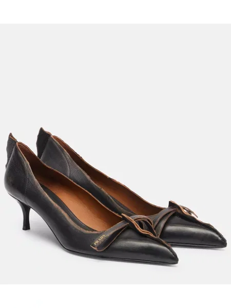 Kožené lodičky Prada černé