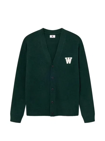 Cardigan Wood Wood cu decolteu în V cu autograf verde