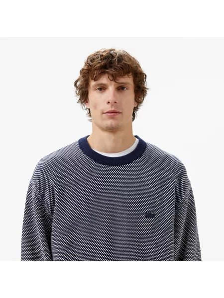 Lacoste Sweter Relaxed Fit granatowy