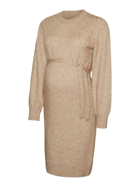 MAMALICIOUS Pletena obleka New Anne pikčasto rjava bež