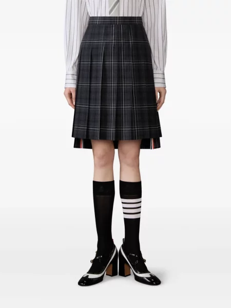Fusta plisata Thom Browne în carouri plisată negru