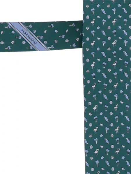 Cravată Ferragamo de mătase verde