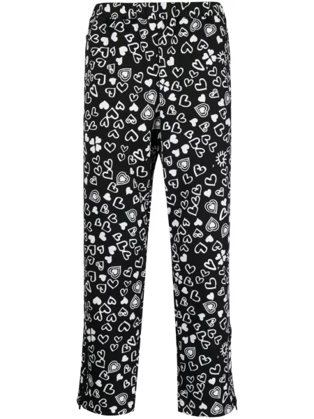 Zkrácené kalhoty Black Comme Des Garçons s potiskem se srdcovým vzorem černé