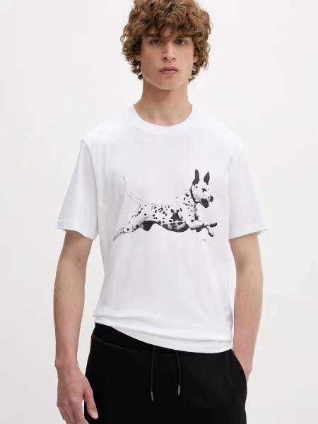 HUGO Tricou Dirunn alb